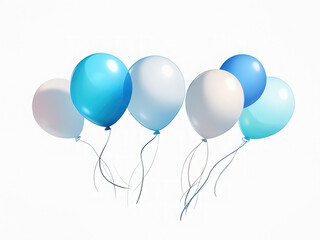blue and white colored balloons isolated on white or transparent png