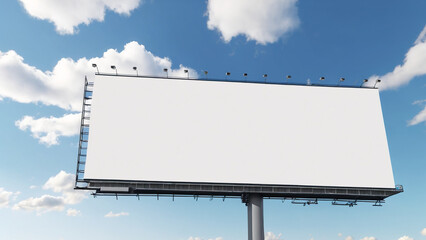 Obraz premium Blank Billboard with the blue sky & clouds background - used for brand advertisements - huge billboard with empty copy space & focus lights for customer attention