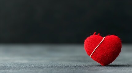 Fototapeta premium Stitched heart symbol design representing emotional healing and recovery after an apology or making amends Metaphor for mending a broken relationship and finding closure