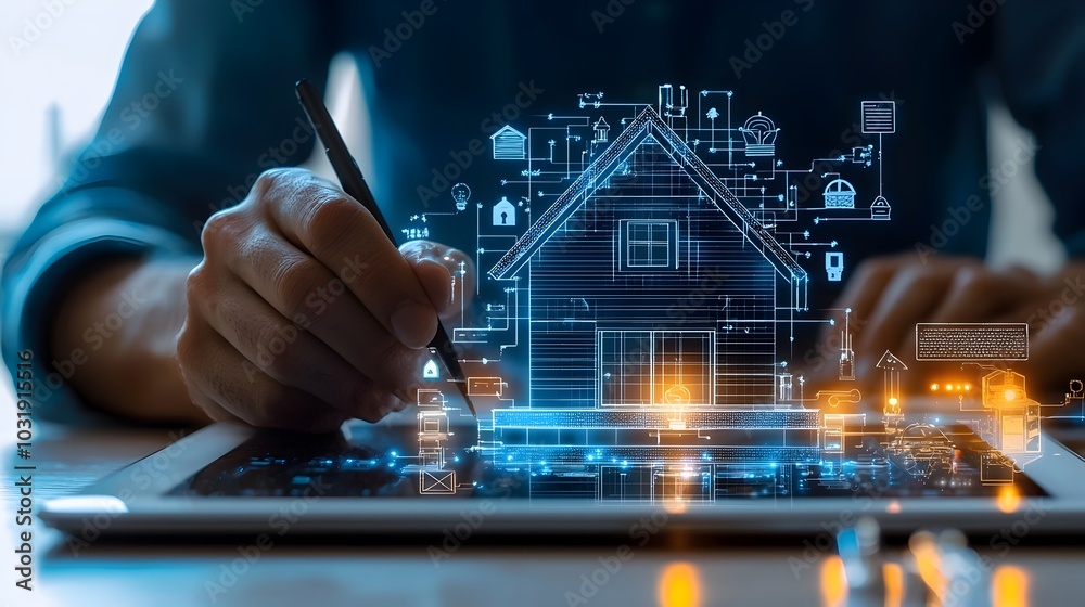 Leinwandbilder Technician configuring and setting up IoT environmental sensors on a digital tablet device for real time monitoring data analysis and intelligent environmental management solutions