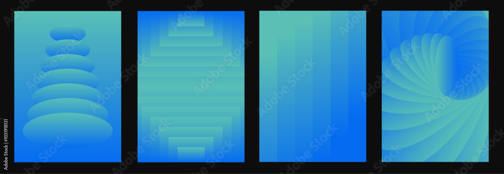 Poster abstract gradient backgrounds vector set. modern futuristic design template in trendy minimalist y2k