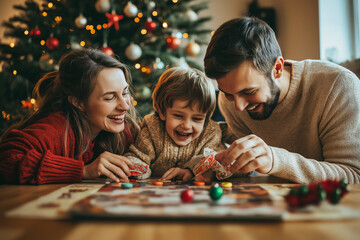 Fototapeta premium A family of three, a man, a woman and a child