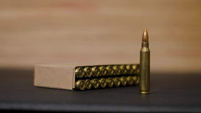 Extreme close up of fresh boxed ammo.