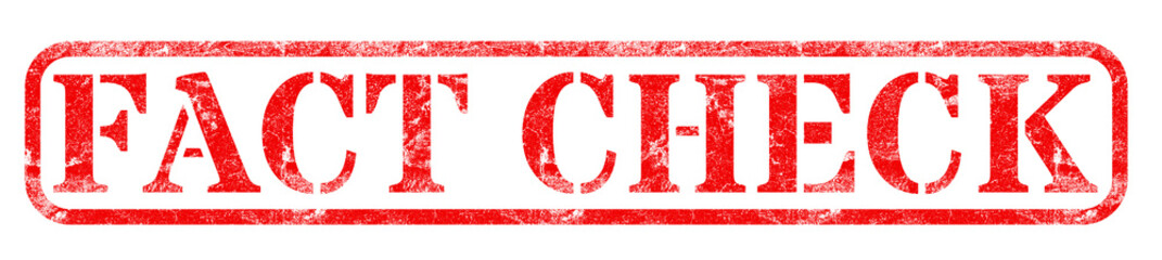 FACT CHECK Red Rubber Stamp Isolated on Transparent Background with Distressed Texture Effect