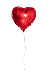 Crystallized style heart-shaped balloon illustration design element