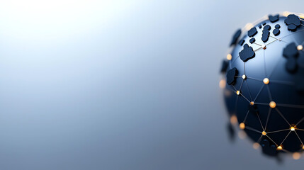 Digital globe with connected nodes illustrating global communication.