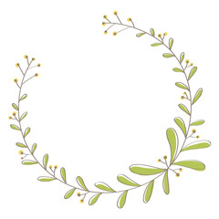 Leafy doodle frame design element