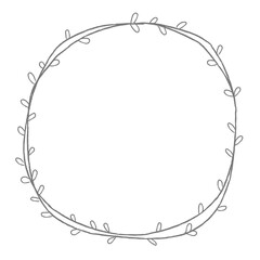 Leafy doodle frame design element