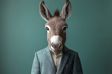 Obraz premium Portrait of a Successful Business Donkey Businessman with Suit and Tie