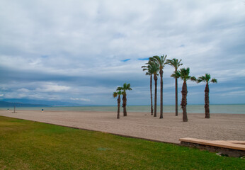 Paseo marítimo en Roquetas de Mar, Almería, Andalucía, España.