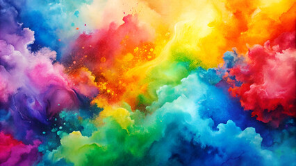 Obraz premium A bright colorful watercolor paint background texture featuring a vibrant blend of hues, ideal for artistic projects and creative designs.
