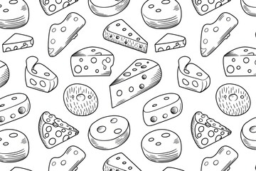 Cheese seamless patternseamless cheese pattern. Doodle vector pattern with cheese icons. background