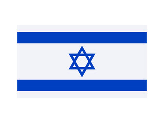 Israel national flag isolated on white. Official colors and image, simple flat design. Vector clipart element for Israeli events and news illustration, travel or politics banner.