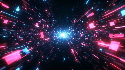 Fototapeta premium Cosmic Explosion of Vibrant Lights in a Dimensional Portal