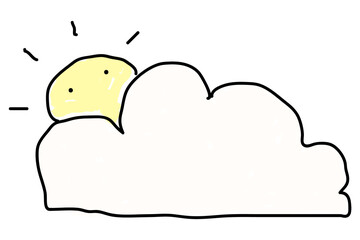 Hand drawn cloud and sun design element