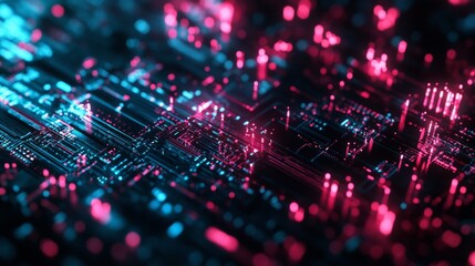 Fototapeta premium Vibrant Digital Landscape: A Captivating Exploration of Technology's Allure