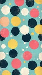 Vibrant polka dot pattern on a teal background