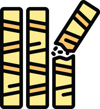 recommend clip art: This vector illustration features a wafer roll being broken in half, emphasizing the satisfying crunch and deliciousness of this sweet treat