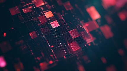 Glowing Geometric Patterns in Vibrant Red and Teal