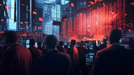 Frozen Chaos in Financial Hub   Traders Panic Amid Economic Crisis with Plummeting and Flashing Screens