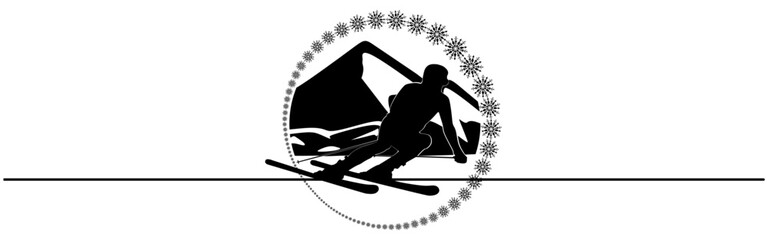 line art ski illustration background