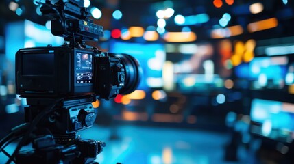 Fototapeta premium Professional Camera in a Television Studio