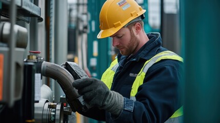 A hydraulic engineer on-site, overseeing the installation of new machinery and performing safety checks to ensure proper setup