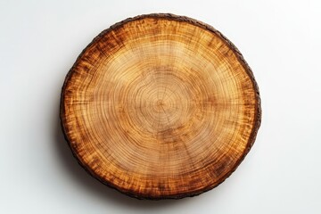 Obraz premium Wooden Log Slice on White Background