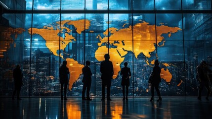 A multinational company office showcasing the complexity of global business operations and international management across different regions