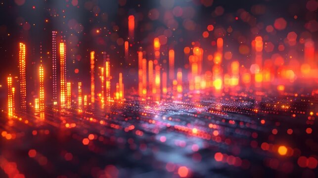 Business Analytics, vibrant colors, graphs and charts, close-up, informative