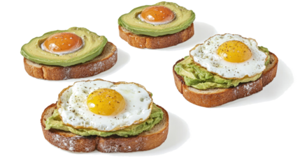 Delicious Avocado Toast With Fried Eggs on Rustic Bread Slices Generative AI