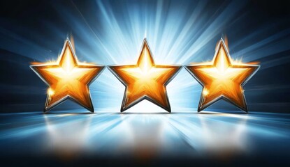 Fototapeta premium Stars on Blue Background with Glowing Light Effects