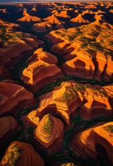 Obraz premium stunning aerial shots capturing unique geological formations rich vivid colors striking layouts, image, landscape, geology, rock, texture, pattern, view