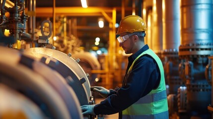 Fototapeta premium An industrial machinery installation inspection taking place, with engineers verifying the correct installation and safety of equipment