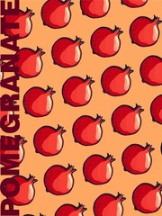 Bright and easy to execute seamless pattern in pop art style. Linear drawing of fruits with color fill is a modern type of printed art for branding, advertising, summer discounts and sales