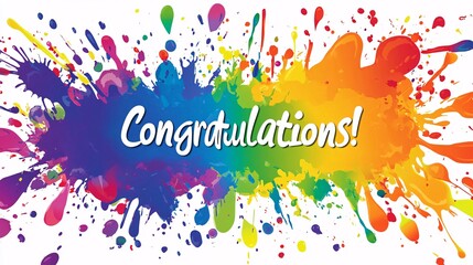 A vibrant splash of colors with the word 'Congratulations!' in a playful font, ideal for celebrations and festive occasions.