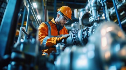 Engineers performing maintenance and safety inspections on hydraulic machinery, ensuring optimal performance and adherence to safety standards