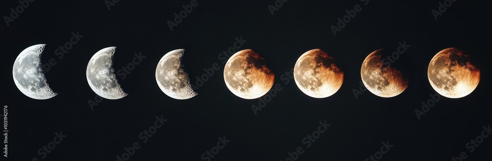 Wall mural a series of images of the moon at different stages of its cycle. the images are pixelated and appear