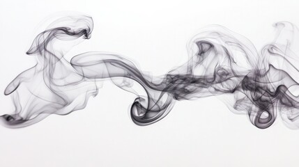 Billowing smoke captured in flowing, twisting motions on a blank white canvas, ideal for conveying a sense of calm or mystery in advertising or decor.
