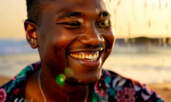 Ivorian Man Playing in the Sand at Sunset