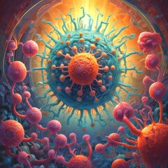 Illustration of microbilogy virus.