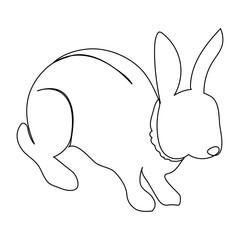Bunny rabbit in continuous line art drawing style. Hare black linear sketch isolated on Vector illustration
A minimalist line art illustration of a rabbit sitting next, all depicted with smooth, 