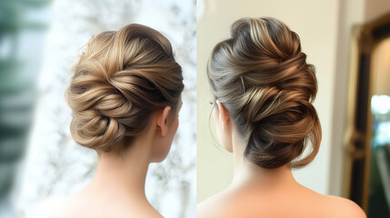 Fototapeta premium French roll hairstyle, woman hairstyle