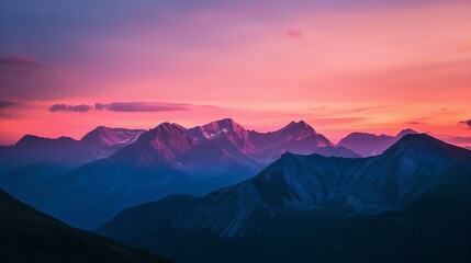 An isolated mountain range at sunset.