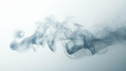 Wispy trails of smoke blending softly on a white background, offering a simple, minimalist effect for advertising, backgrounds, and artistic projects.