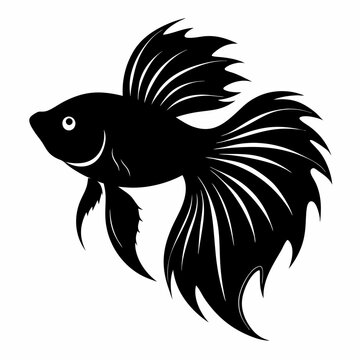 recommend clip art: Betta bass fish vector silhouette illustration on white background