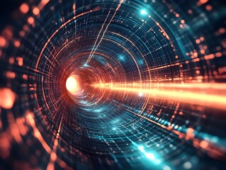 Obraz premium Futuristic Quantum Tunneling Telecommunications for Faster Than Light Connectivity