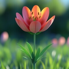 Obraz premium A vibrant flower in a lush green field during a sunny afternoon