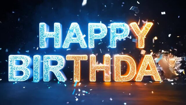 Vibrant "Happy Birthday" Animation with Exploding Confetti Effect