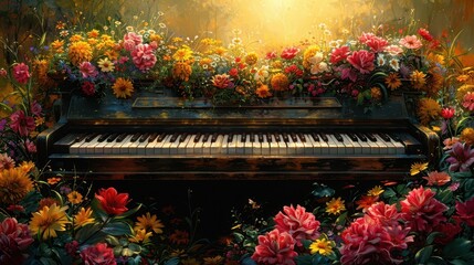 Obraz premium Music Therapy, vibrant colors, serene environment, peaceful scenes, inviting